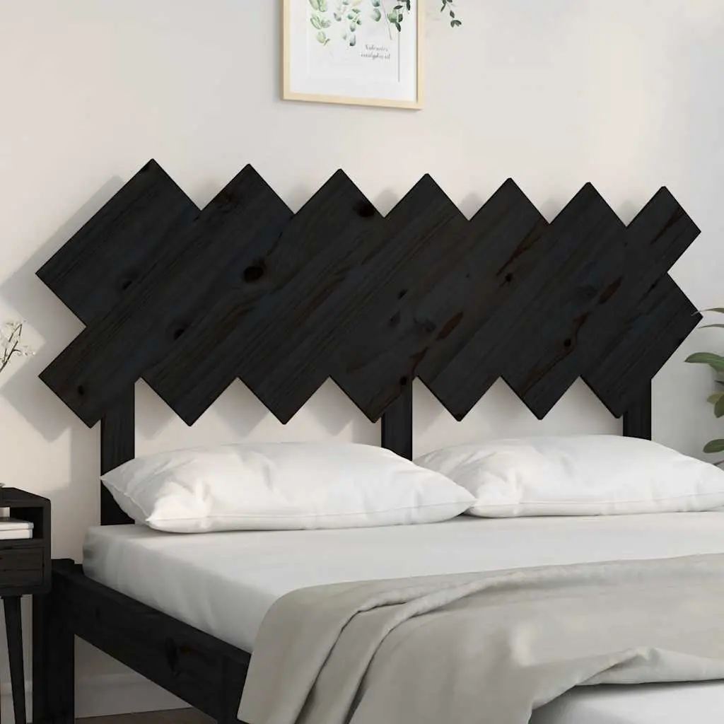 Bed Headboard Black 151.5 cm Solid Pine Wood Rustic Headboard