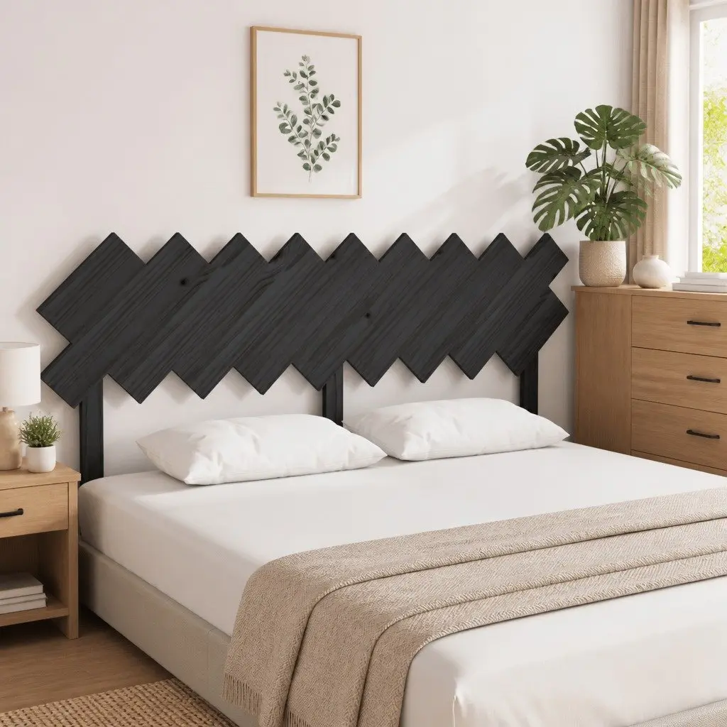 Bed Headboard Black 178 cm Solid Wood Pine