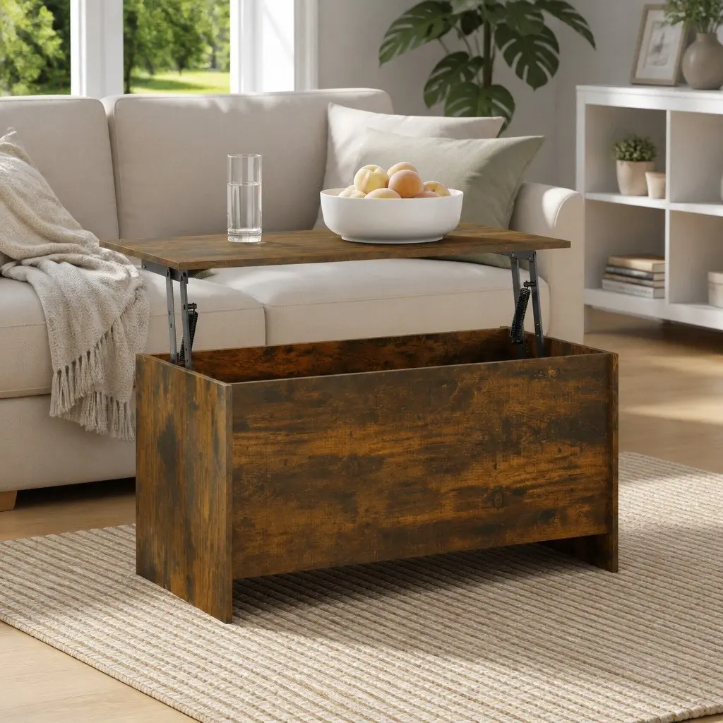 Coffee Table Modern Lift Top Storage Compartment Brown Engineered Wood