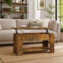 Lift-Top Coffee Table in Smoked Oak for Cozy Living Spaces