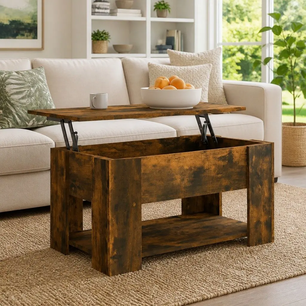 Lift Top Coffee Table in Brown Engineered Wood
