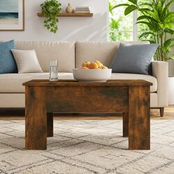 Lift Top Coffee Table with Storage in Smoked Oak Brown