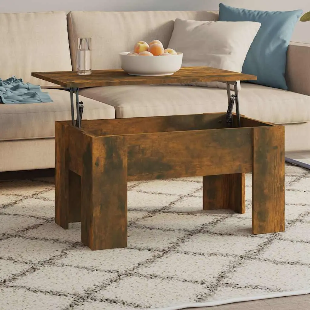 Coffee Table Lift Top Modern 79 x 49 x 41 cm Engineered Wood Smoked Oak Brown