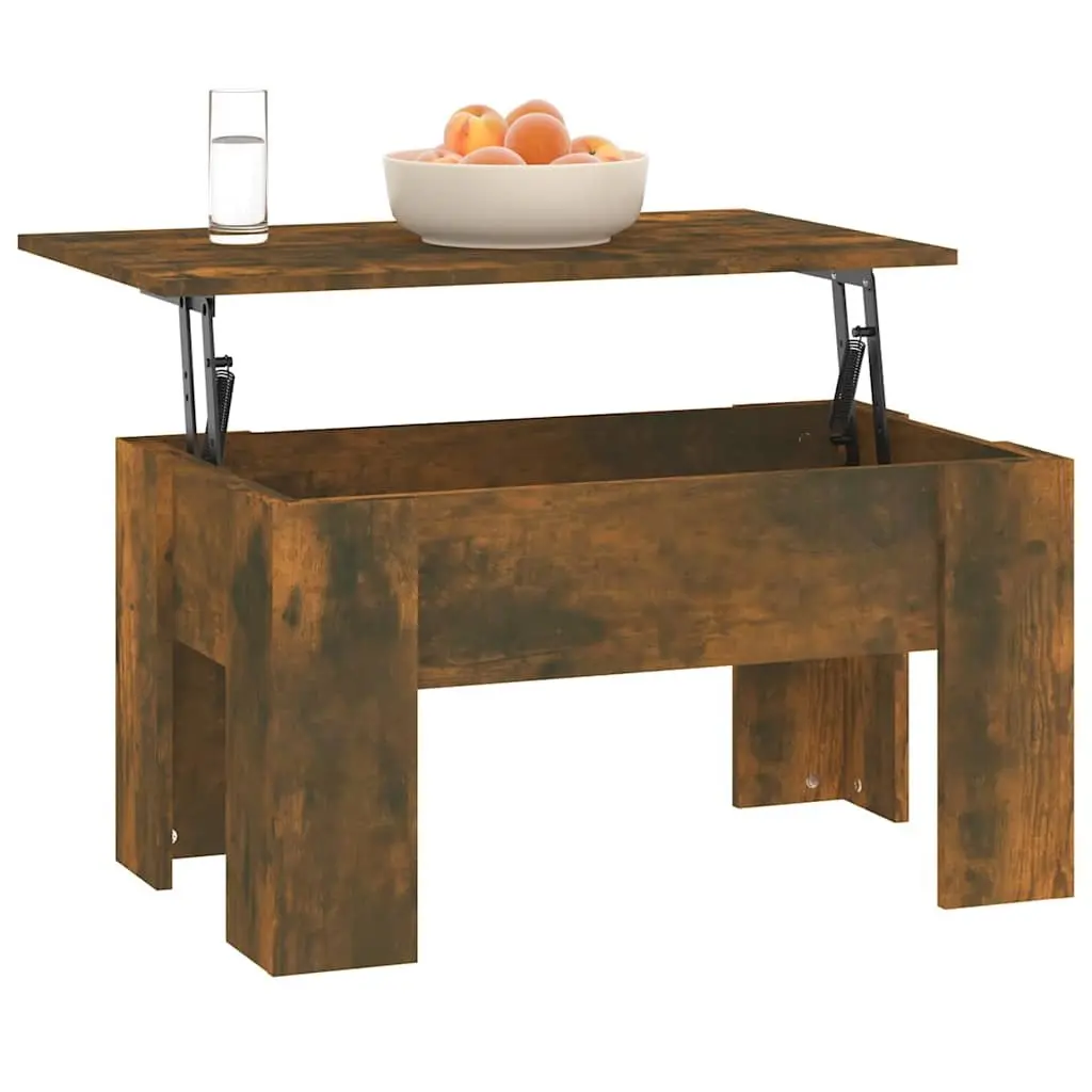 Coffee Table Lift Top Modern 79 x 49 x 41 cm Engineered Wood Smoked Oak Brown