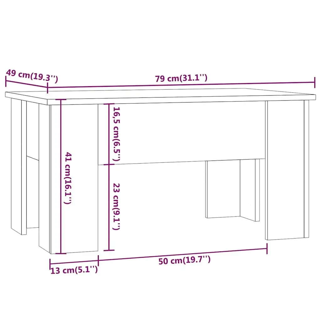 Coffee Table Lift-Top Grey Sonoma Engineered Wood