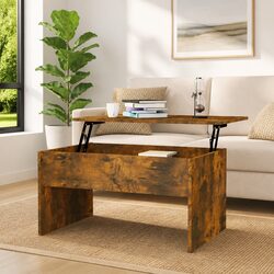 Smoked Oak Lift Top Coffee Table with Storage