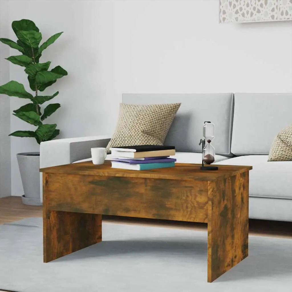 Coffee Table Lift Top Smoked Oak Modern 80L x 50.5W x 41.5H cm Engineered Wood