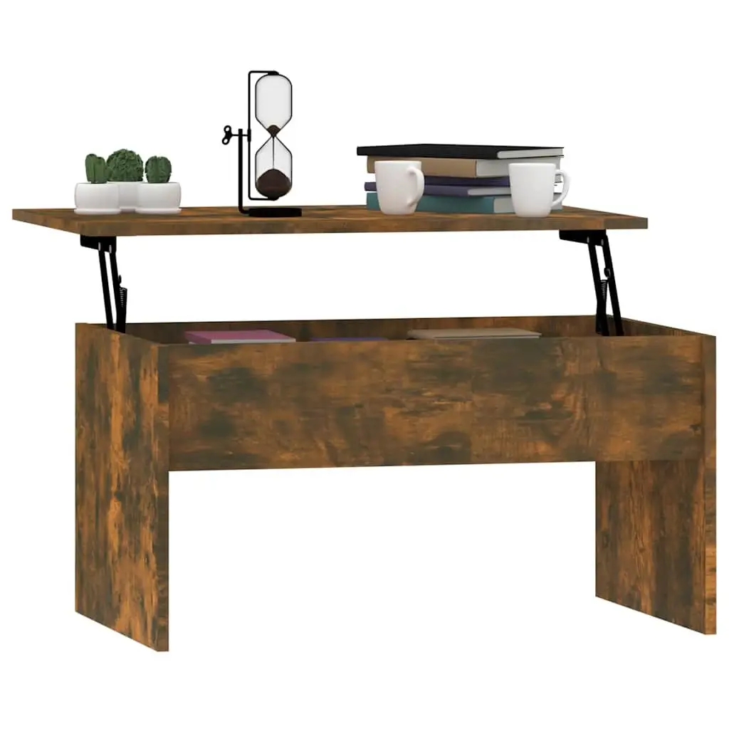 Coffee Table Lift Top Smoked Oak Modern 80L x 50.5W x 41.5H cm Engineered Wood