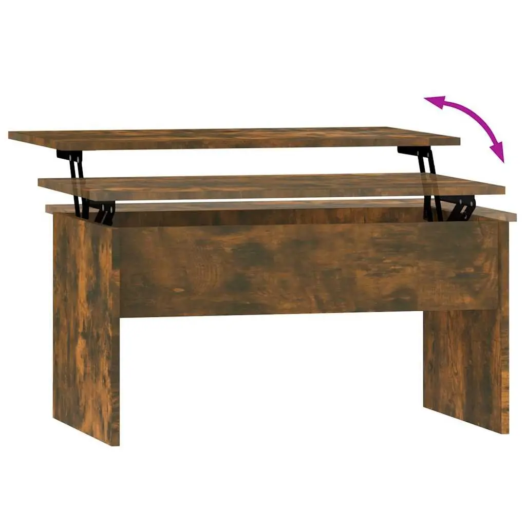 Coffee Table Lift Top Smoked Oak Modern 80L x 50.5W x 41.5H cm Engineered Wood
