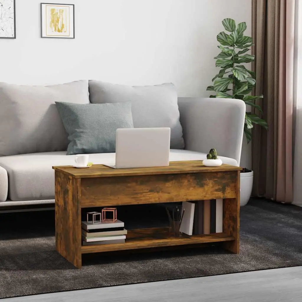 Lift-Top Coffee Table with Storage in Brown Engineered Wood
