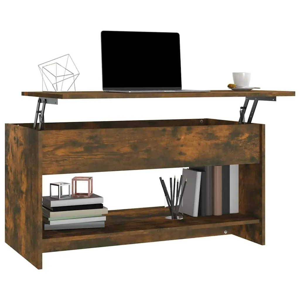Lift-Top Coffee Table with Storage in Brown Engineered Wood