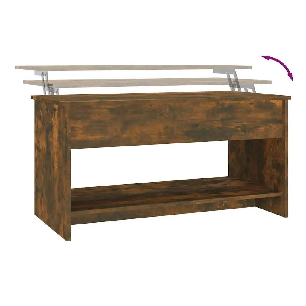 Lift-Top Coffee Table with Storage in Brown Engineered Wood