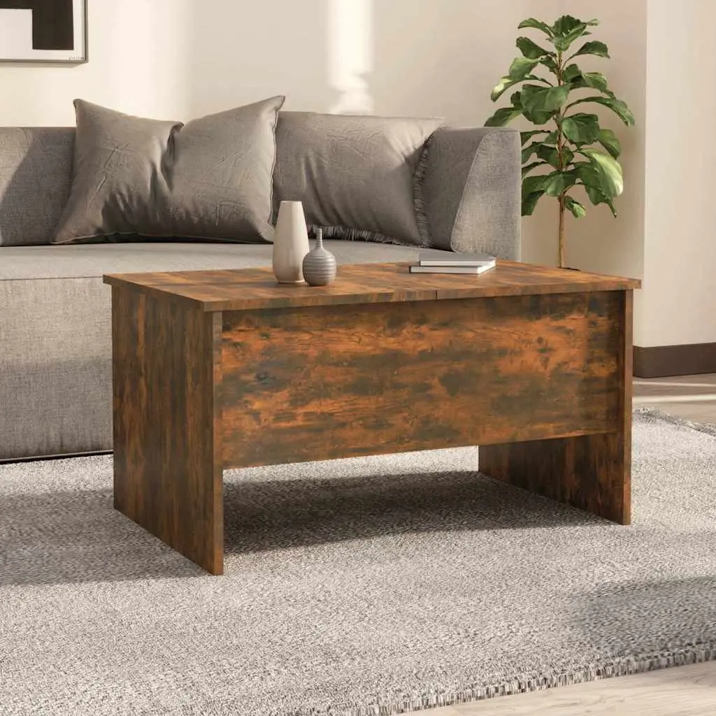 Lift-Top Coffee Table with Storage Compartments in Brown
