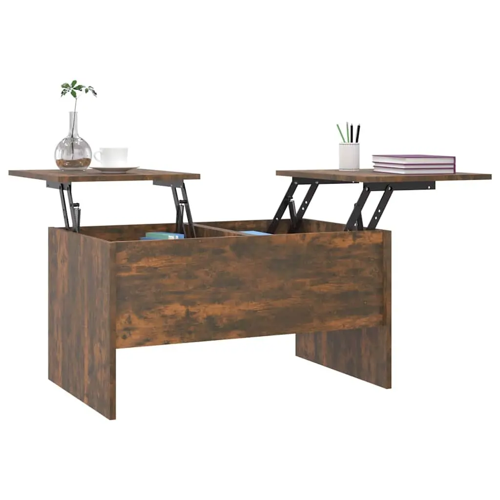 Lift-Top Coffee Table with Storage Compartments in Brown