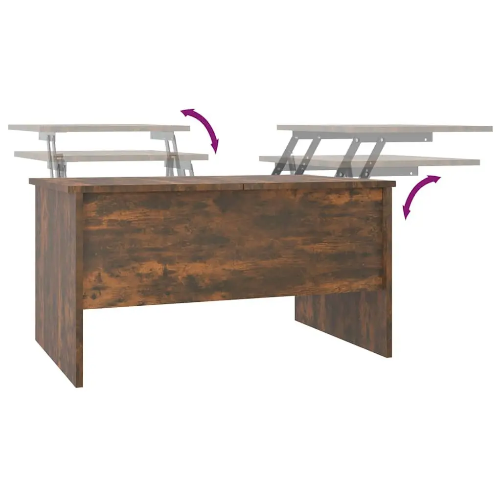 Lift-Top Coffee Table with Storage Compartments in Brown