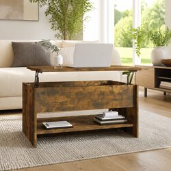 Smoked Oak Coffee Table with Hidden Storage