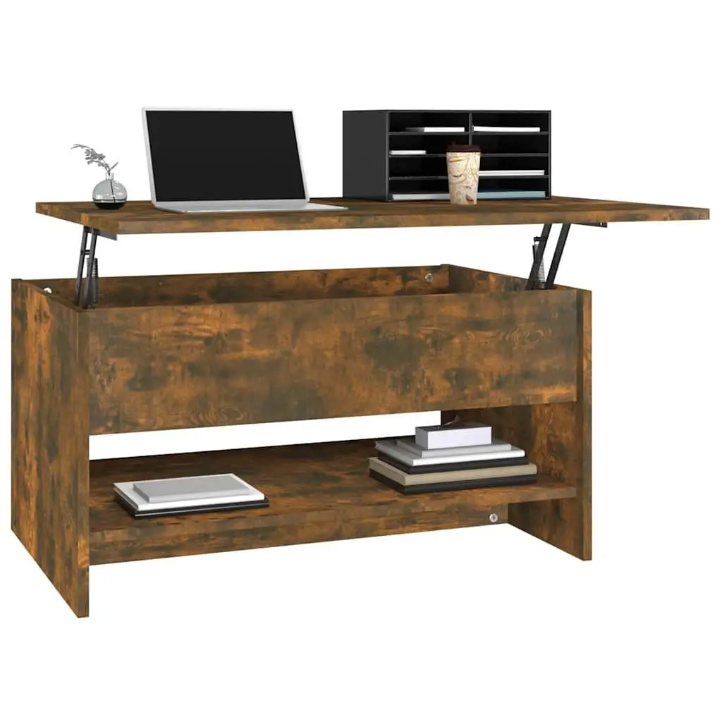Coffee Table Smoked Oak Adjustable Liftable Top Engineered Wood