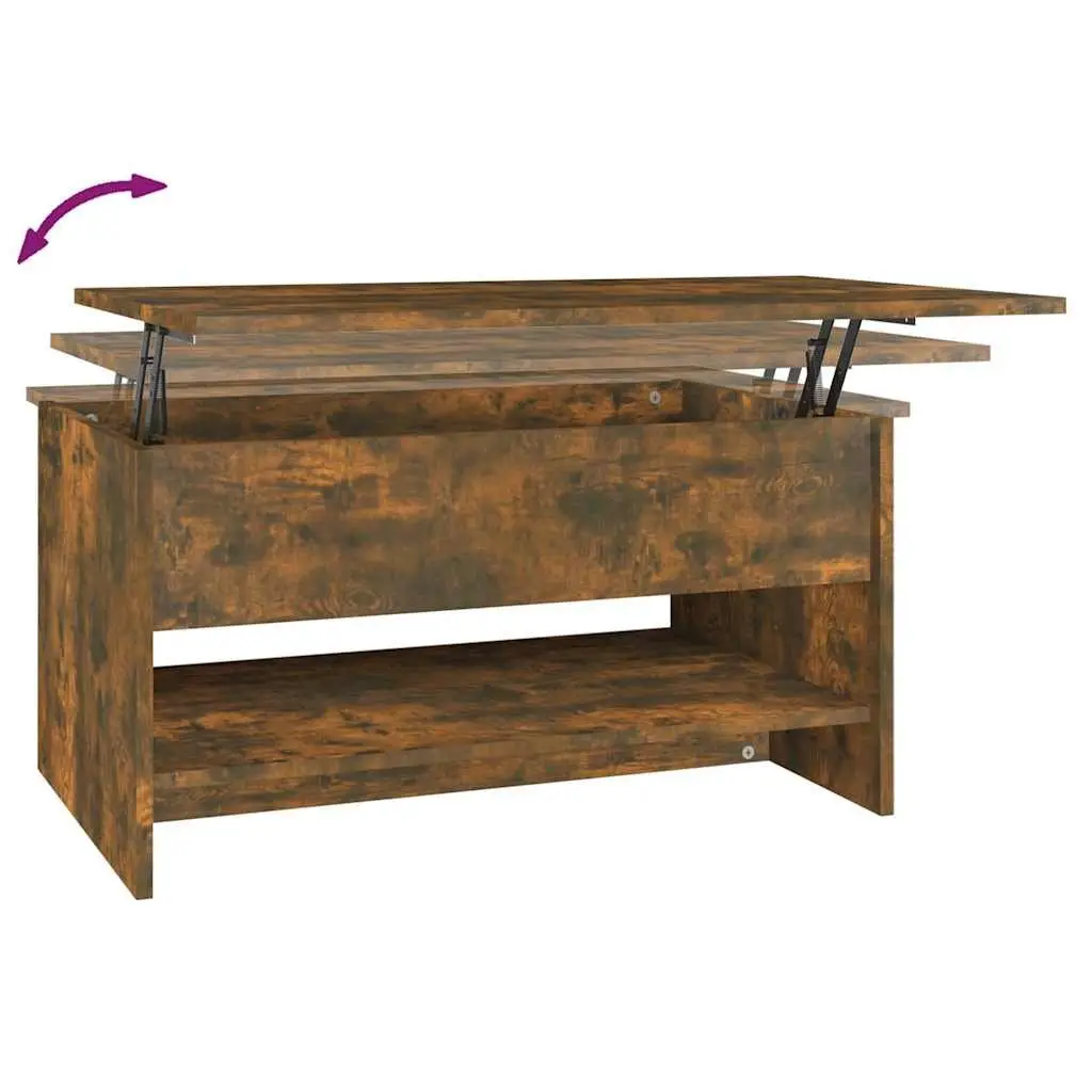 Coffee Table Smoked Oak Adjustable Liftable Top Engineered Wood