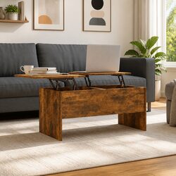 Lift-Top Coffee Table with Storage in Brown