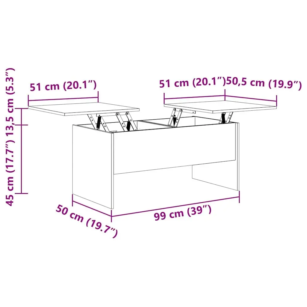 Grey Sonoma Coffee Table with Liftable Top and Storage