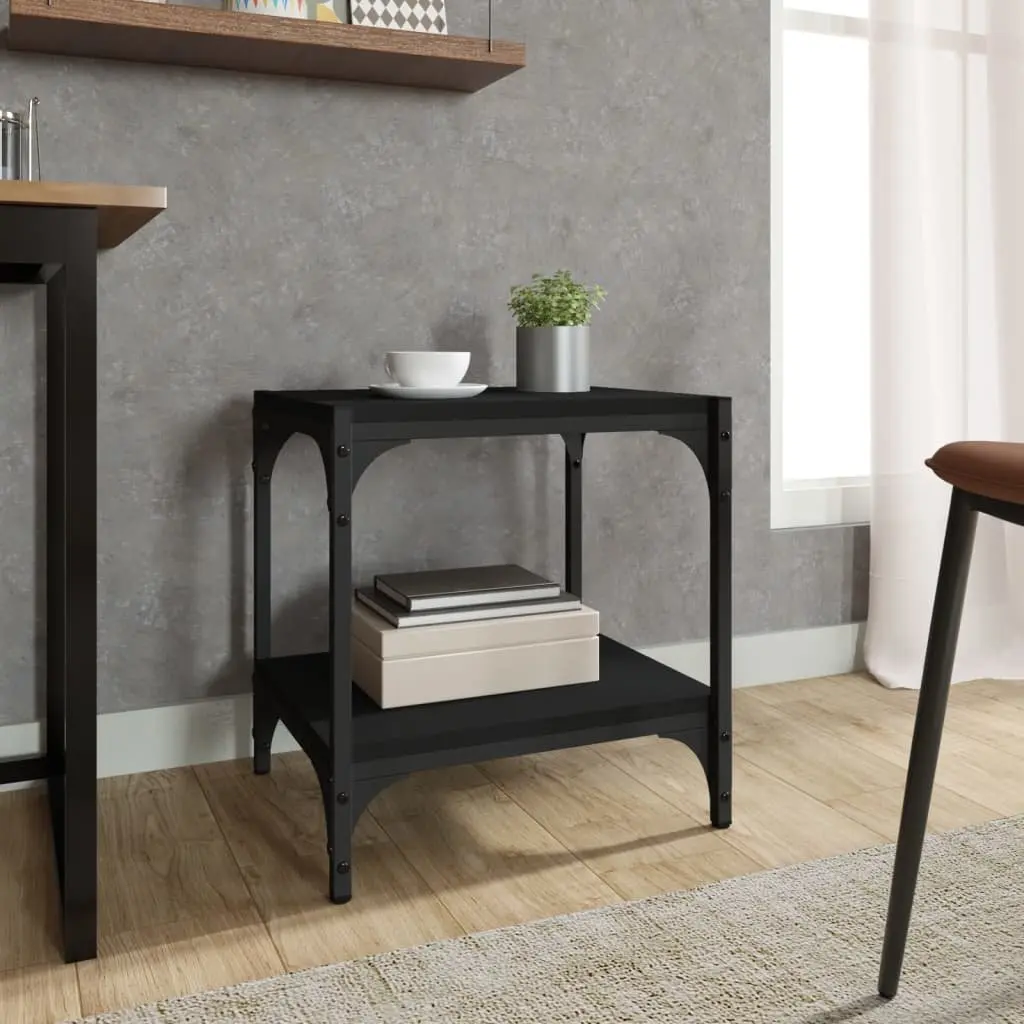 TV Cabinet Industrial Style Black 40x33x41 cm Engineered Wood and Steel Frame Storage Unit