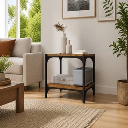 Brown Industrial TV Cabinet with 2 Shelves