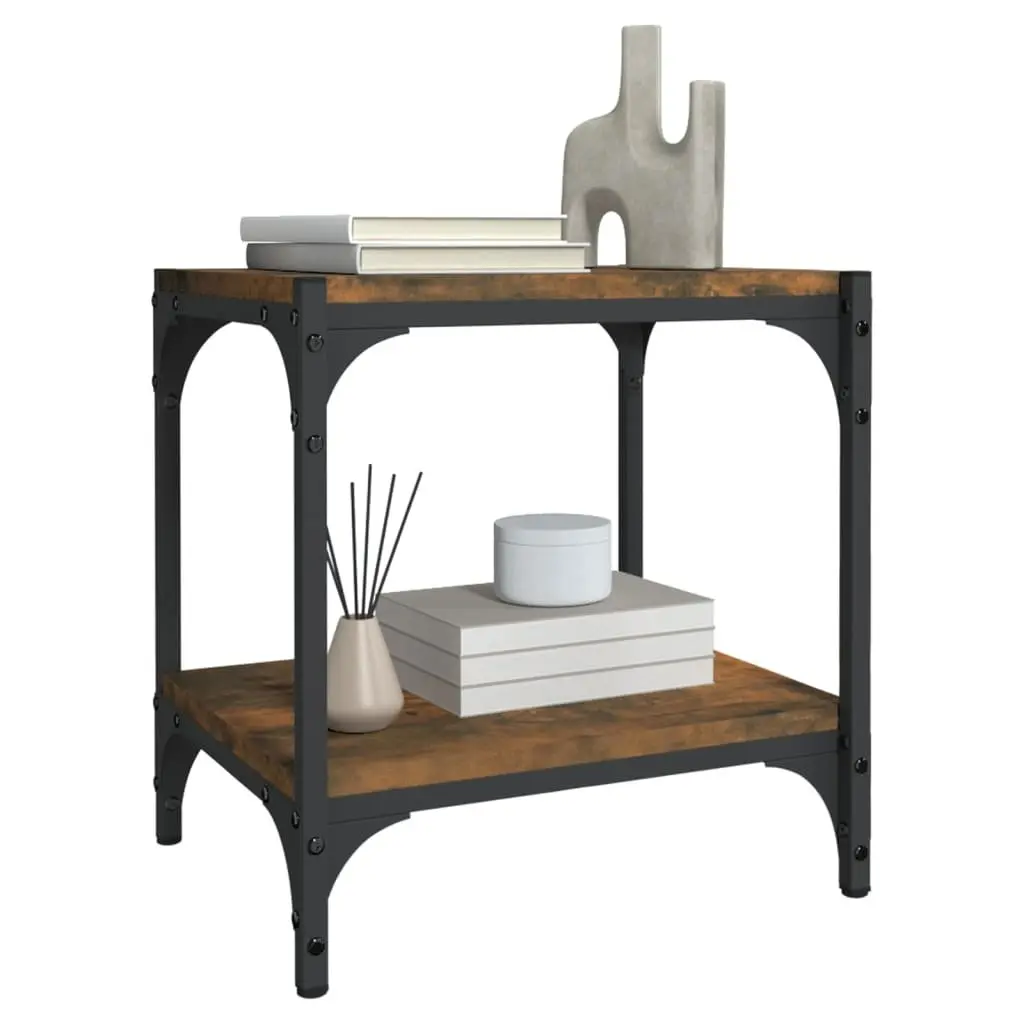 TV Cabinet Industrial Style Brown Engineered Wood Steel Frame 2 Shelves