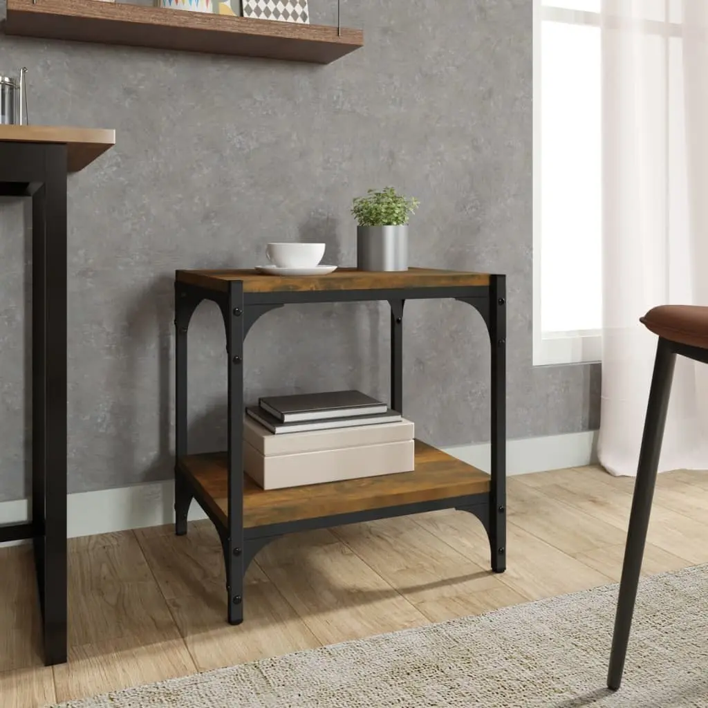 TV Cabinet Industrial Style Brown Engineered Wood Steel Frame 2 Shelves