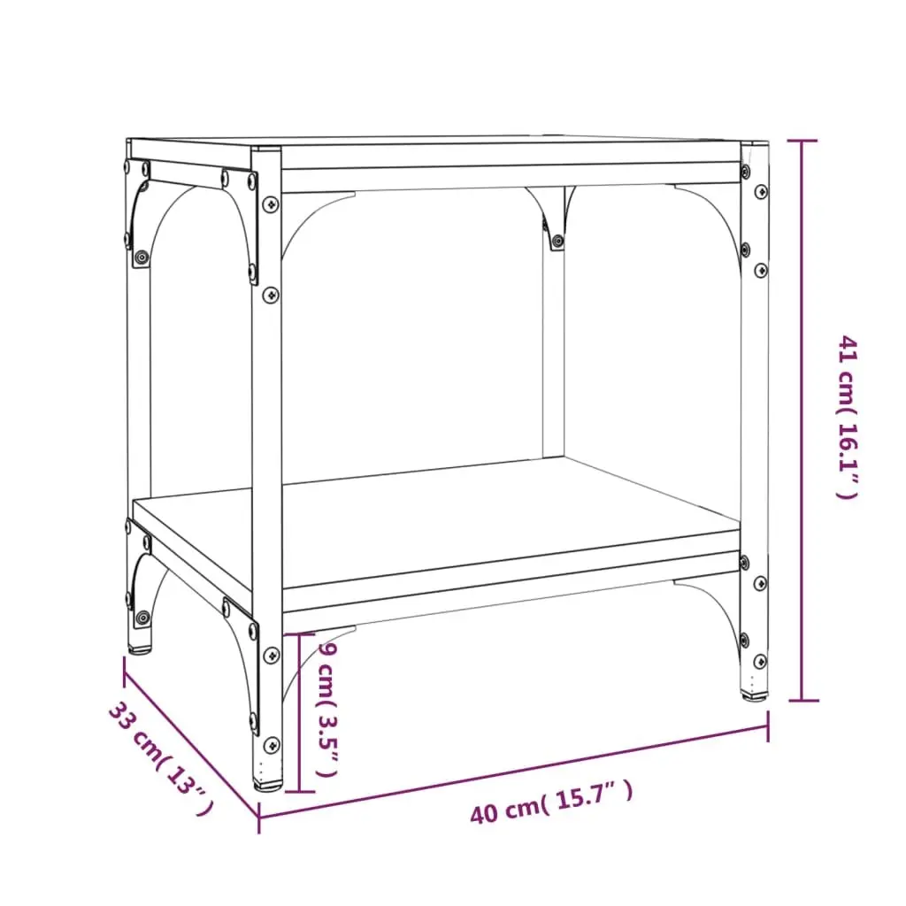 TV Cabinet Industrial Style Brown Engineered Wood Steel Frame 2 Shelves