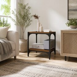 Brown Oak TV Cabinet with Steel Frame 40x33x41cm