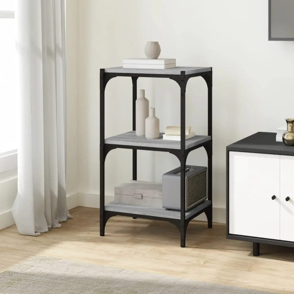 Book Cabinet Industrial Style Grey 40x33x70.5 cm Engineered Wood and Steel