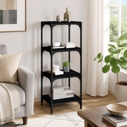 Black Book Cabinet with 4 Shelves for Stylish Storage
