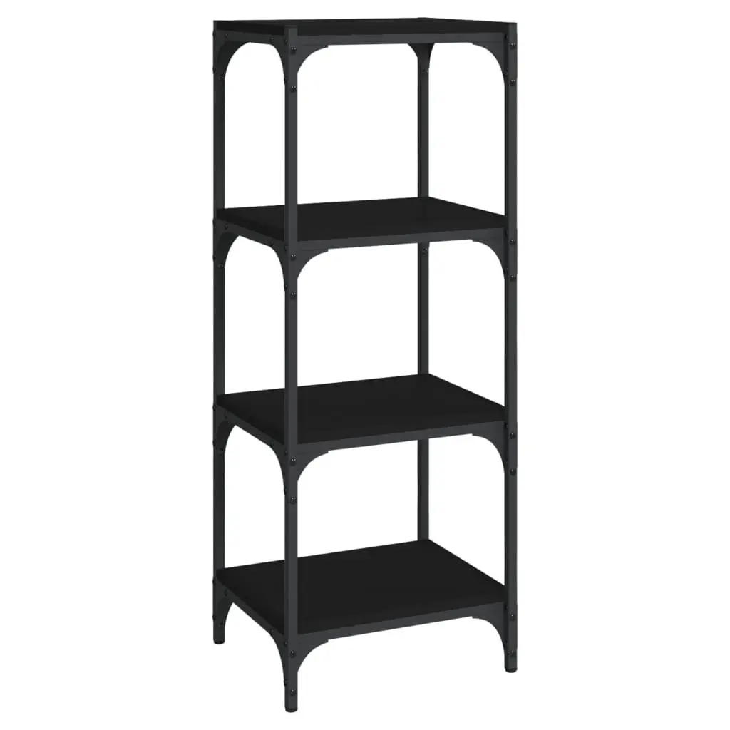 Book Cabinet Industrial Style Black 40x33x100 cm Engineered Wood with Steel Frame 4 Shelf Storage Shelving Unit