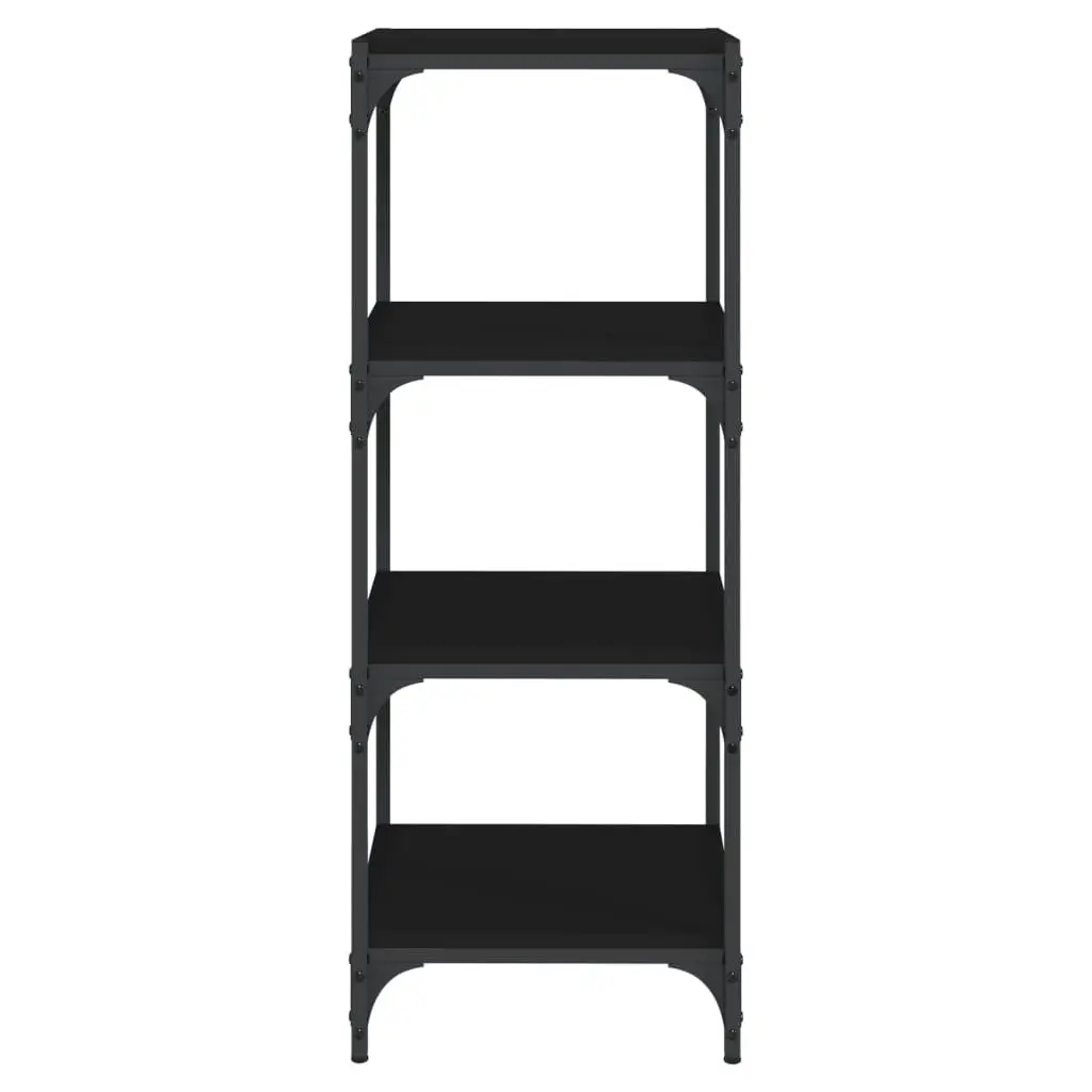 Book Cabinet Industrial Style Black 40x33x100 cm Engineered Wood with Steel Frame 4 Shelf Storage Shelving Unit