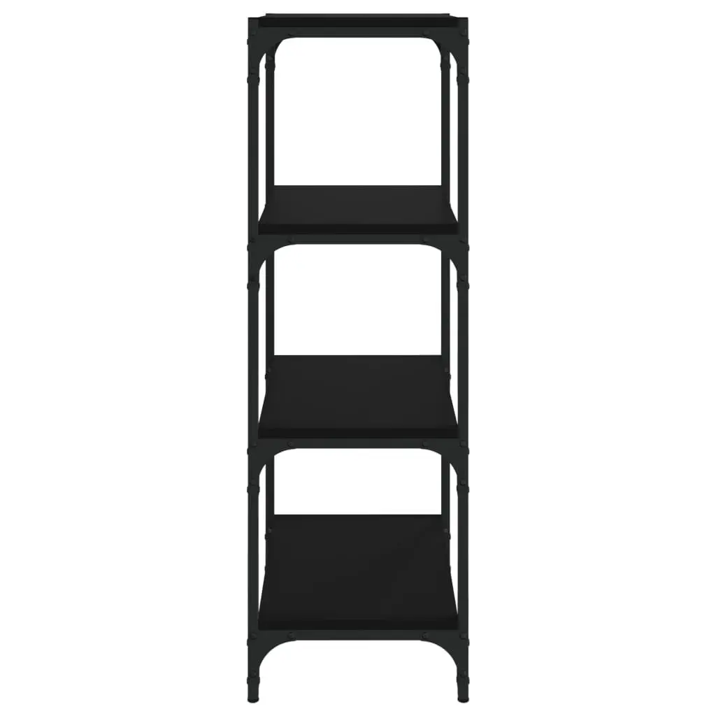 Book Cabinet Industrial Style Black 40x33x100 cm Engineered Wood with Steel Frame 4 Shelf Storage Shelving Unit