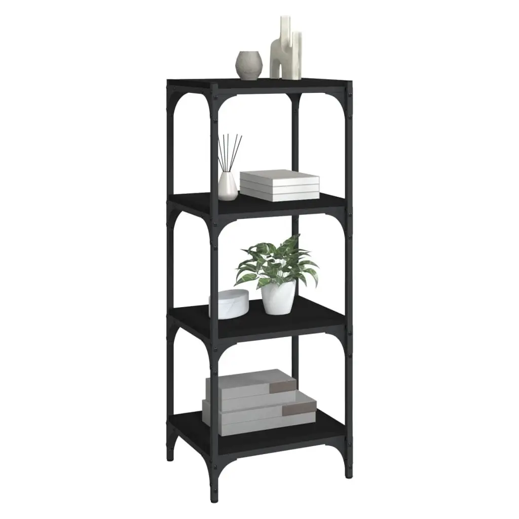 Book Cabinet Industrial Style Black 40x33x100 cm Engineered Wood with Steel Frame 4 Shelf Storage Shelving Unit