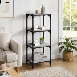 Grey Book Cabinet with 4 Shelves for Storage