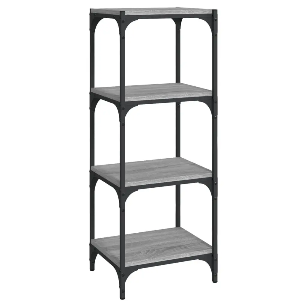 Book Cabinet Industrial Grey 4 Shelf Engineered Wood Steel Frame