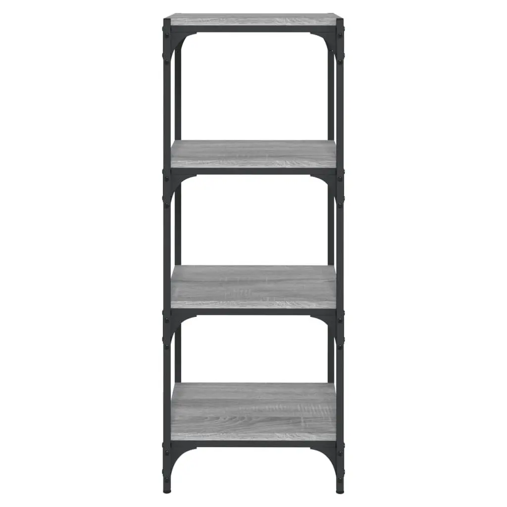 Book Cabinet Industrial Grey 4 Shelf Engineered Wood Steel Frame
