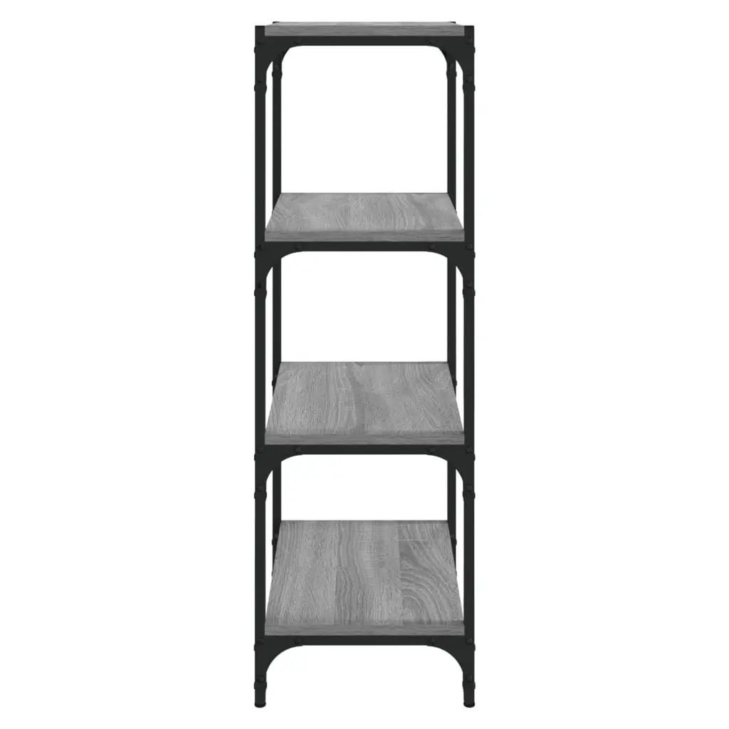 Book Cabinet Industrial Grey 4 Shelf Engineered Wood Steel Frame