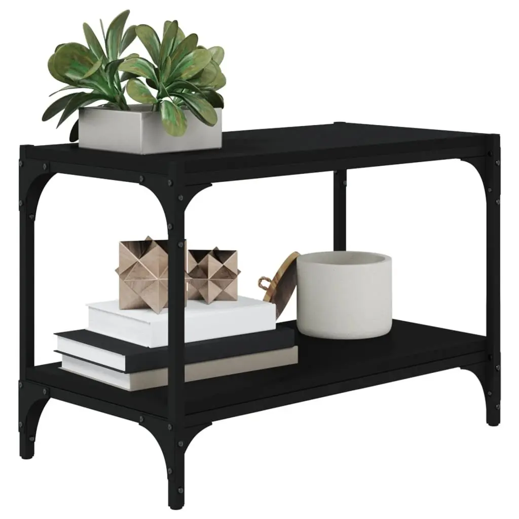 TV Cabinet Industrial Style Black 60x33x41 cm Engineered Wood and Steel Storage Unit