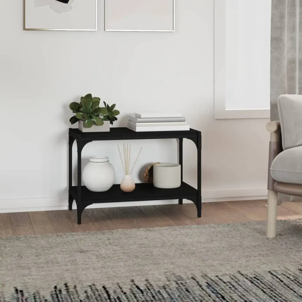 TV Cabinet Industrial Style Black 60x33x41 cm Engineered Wood and Steel Storage Unit