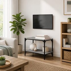 Grey Sonoma Engineered Wood TV Cabinet with Steel Frame