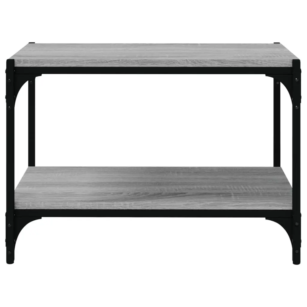 TV Cabinet Grey Engineered Wood Steel Frame 2 Shelf Storage Living Room