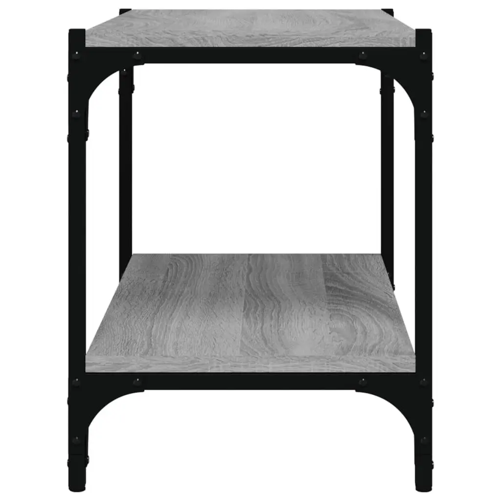 TV Cabinet Grey Engineered Wood Steel Frame 2 Shelf Storage Living Room