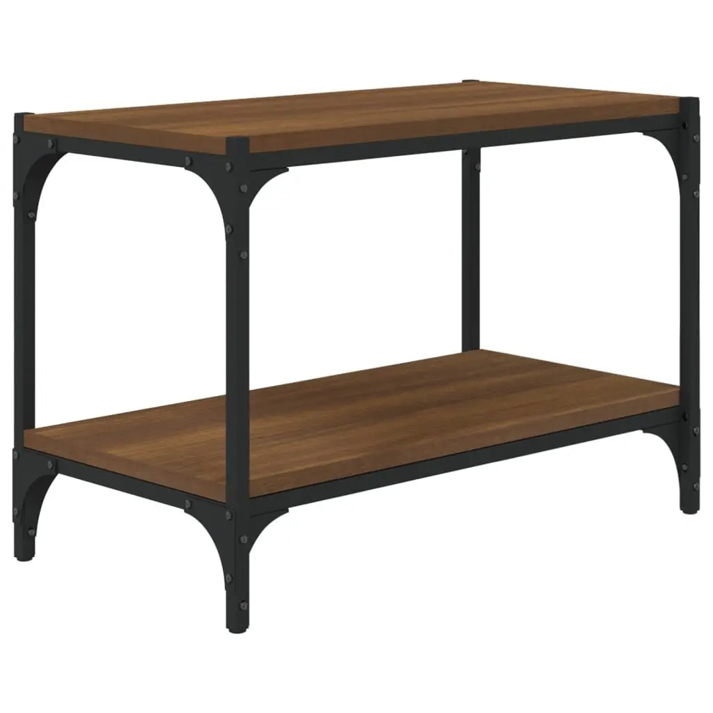 TV Cabinet Industrial Style Brown Oak 60x33x41 cm Engineered Wood and Steel Storage Unit with Shelves