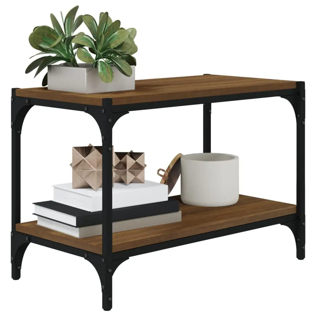 TV Cabinet Industrial Style Brown Oak 60x33x41 cm Engineered Wood and Steel Storage Unit with Shelves