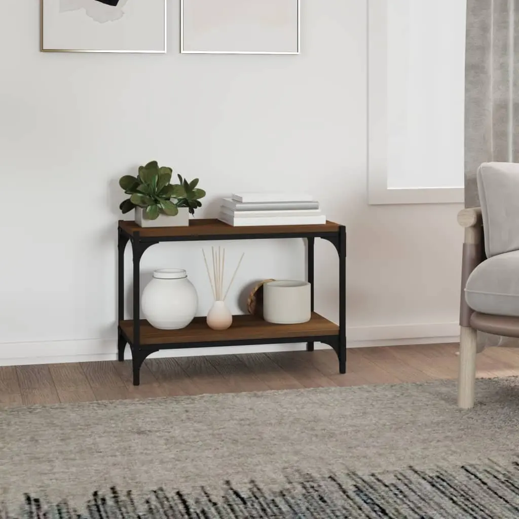 TV Cabinet Industrial Style Brown Oak 60x33x41 cm Engineered Wood and Steel Storage Unit with Shelves