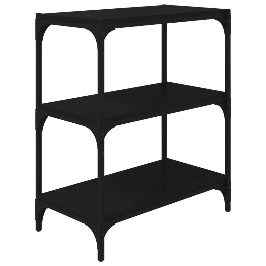 Book Cabinet Industrial Style Black 60x33x70.5cm Engineered Wood and Steel Frame 3 Shelves