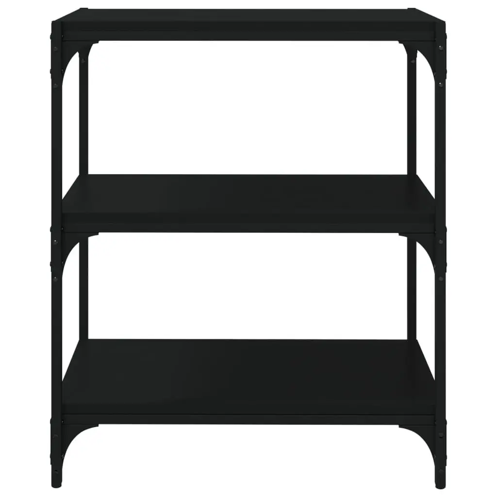 Book Cabinet Industrial Style Black 60x33x70.5cm Engineered Wood and Steel Frame 3 Shelves
